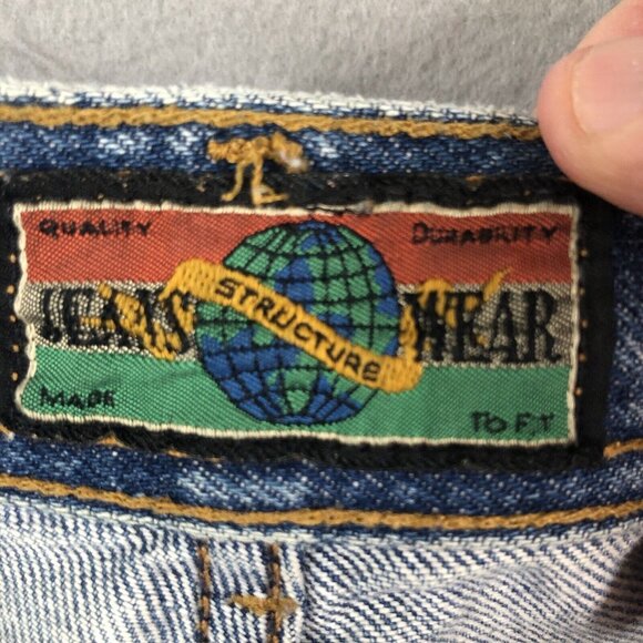 Vintage Structure Jeans Mens 36L Blue Denim Loose Baggy Y2K  Straight 90s Skater - Picture 12 of 16